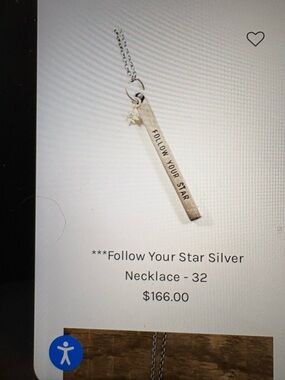Sugar boo “Follow Your Star”32” sterling Silver Necklace NWT